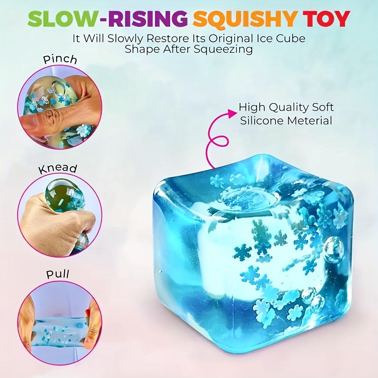 Slow Rising Snowflake Squishy Cube